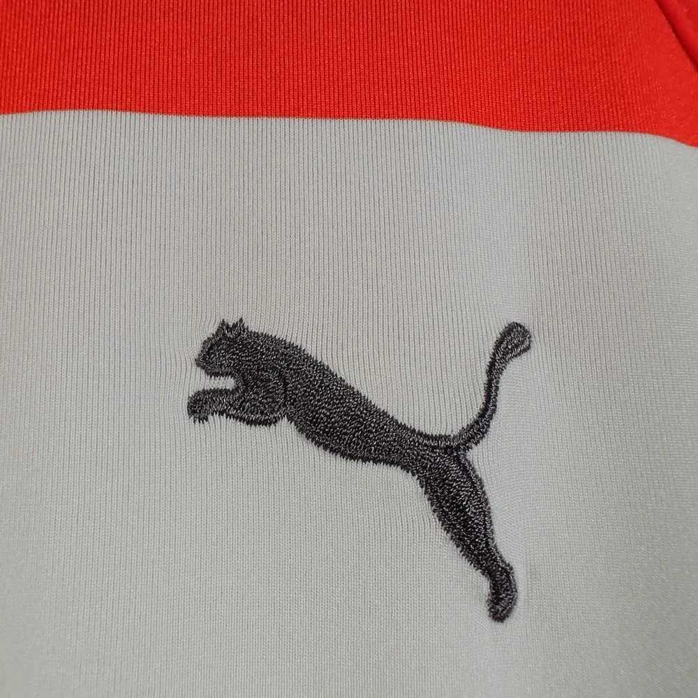 PUMA Polo Shirt Men M Golf Red Striped Short Sleeve Performance Athletic